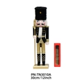 Casse-noisette roi noir et or de 30cm en bois avec lance et boîte cadeau rouge - 3010A Soldat à Lance Chapeau de Fourrure Noir et Or