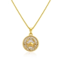 Gold PVD plated stainless steel Cancer zodiac pendant necklace with white stones - Cancer Necklace