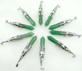 Green aventurine hexagonal crystal pendants with decorative silver hollowed metal caps - Antique Silver Green Aventurine