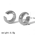 Polished stainless steel C-shaped ear cuffs for women with detailed size measurements - Bright Silver-Large(TE6522-S)