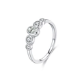 S925 sterling silver geometric ring with shimmering oval and round cut stones - US Size 5 / Silver
