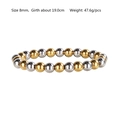 Waterproof rose gold and silver mixed metal bead stretch bracelet with 8mm polished beads - Mixed Gold Silver 8mm