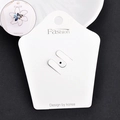 White jewelry display card featuring flower rhinestone pins with blue and clear stones - With Text (Fashion Design) / Brooch Display Card (6.6*8.1cm)