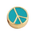 DIY gold plated peace sign charm with sky blue enamel finish for jewelry making - Peace Sign-Turquoise