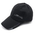 Black breathable mesh baseball cap with sports prints and side profile display - Adjustable / Full Fabric Black Cap