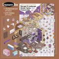 3D treasure box DIY scene sticker set with cute purple furniture and panda PET decals - Simno 4.0 Treasure Chest