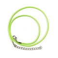 Neon green braided wax cord necklace with silver lobster clasp and extender chain - Green