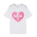 White cotton t-shirt for women featuring a pink Mom You Are The Queen heart print design - XS / Tops / White (Mom Queen Heart Print)