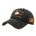 Black washed cotton baseball cap with United States 250th anniversary embroidery - Adjustable / Black
