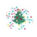 Fermaglio natalizio con albero glitter verde e fiocco con stampa Merry Christmas - 4# Albero a Pois Bianco