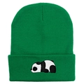 Grüne Strickmütze mit süßer Pandastickerei für Winterwärme und trendigen Outdoor-Stil - 54-60cm / Smaragdgrün