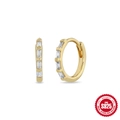 Classic S925 sterling silver huggie earrings with five rectangular zircon stones - Style #2 / Gold