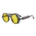 Cyberpunk Steampunk Sonnenbrille mit matt schwarzem Metallrahmen und gelben Gläsern - Schwarzer Rahmen Gelbe Gläser