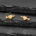 Gold stainless steel heart and arrow stud earrings for women shown with measurements - Heart and Arrow Gold
