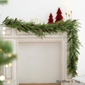 Deep green PE Christmas garland with pine cones, 25x200cm size, ideal for fireplace decor - Style B Rattan (200cm)