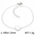 Silver stainless steel heart bracelet with white shell inlay, 180mm length and 1.3g weight - Silver/Steel Bracelet (KB166622-K)