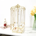 Golden crown jewelry stand with rotating hooks and square base tray for home storage - Gold Crown Top Rotating