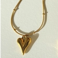 Collana con ciondolo a cuore dorato e catena a perline sottile per donne eleganti - Stile Cuore a Catena Sottile