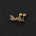 Macro detail of golden rabbit screw back earrings with sparkling zircon crystals - Rabbit - Gold
