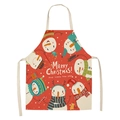 Close-up of red Christmas apron with festive snowman and Merry Christmas text - Red Snowman (WQ02-14)