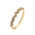 Detalle de brazalete de oro de 18K con piedras de marquesa de colores y bordes milgrain - Dorado/Púrpura