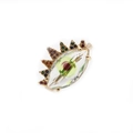 Minimalistischer Evil Eye Ring mit grüner Pupille und bunten Kristallen in Goldoptik - Einstellbar Offen / Grün