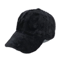 Detalle de la textura de piel sintética y rayas verticales de esta gorra negra de invierno - Ajustable / Negro