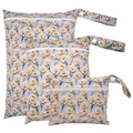 Three-piece set of purple floral waterproof wet bags for baby diapers in various sizes - BF139 Lavender Floral