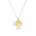 Golden Tree of Life necklace with colorful zircon stones and a 22.5mm round pendant - Circle Tree of Life-Gold-Multi Color-22.5mm