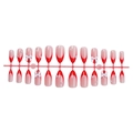 Uñas postizas de manicura francesa rosa nude y rojo con lazos 3D y perlas finas - Estilo de perla con lazo francés rojo (XM-104-21)