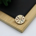 18K gold plated snake and celestial charm pendant with colored cubic zirconia stones - Snake Moon Star Round Relief Style