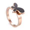 Anillo de mariposa en oro rosa con elegantes alas de esmalte negro y estilo minimalista - US 6 / Oro rosa