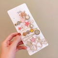 8-piece set of sweet pink and cream hair clips with floral, pearl, and star designs - Cherry Blossom 8-Piece Set