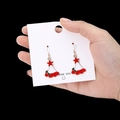Festive Christmas hat earrings with red star detail on white card background - Christmas Hat Style 1
