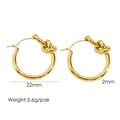 Detailed size specifications for 22mm 14K gold twisted C-shape hoop earrings in high polish - 1030/Knot Design Loop Hoop Earrings