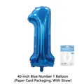 Blue 40-inch number 1 aluminum foil balloon for birthday parties with card packaging - Number 1 / 40 Inch / Blue
