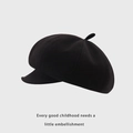 Detailed texture of black octagonal newsboy hat with a stylish top button detail - 52cm (approx. 2-5 Years Old) / Black