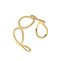 Detail view of 18k gold plated multi-layer twisted rope ring with textured metal finish - Multi-loop Twisted Rope Open Ring / Gold
