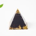 3cm natural obsidian crystal resin pyramid ornament with gold leaf foil inlay - 3cm / Obsidian