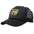 Black trucker cap with Endless Summer California Beach print and mesh back design - Adult Free Size (58cm Adjustable) / Black