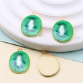 DIY kiwi fruit pendant in green enamel and gold finish for jewelry making - Style 16