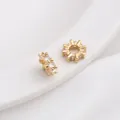 Close-up of 14K gold plated spacer beads with micro-set zircon for DIY jewelry making - 5# Gear Ring / 8x2.5mm / 14K Gold
