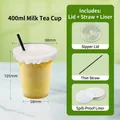 400ml disposable clear plastic coffee cup set with lid, straw and leak-proof paper - 400ml With Direct Drink Lid Straw and Leak-proof Paper