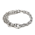 Mens industrial style stainless steel bracelet with mixed curb links and U-lock buckle - Steel Color (KB147962-KLHQ)