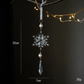 Colgante de copo de nieve acrílico transparente con perlas blancas para árbol de Navidad - Estilo D