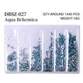 Flatback Aqua Bohemica crystal nail art rhinestones mix sizes in 6-grid pack 1440pcs - Mixed Sizes SS4-SS16 Around 1440 Pieces / Lake Blue