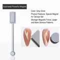 Professional dual-head magnetic tool for cat eye gel nails in silver grey finish - Double-headed Strong Magnet