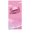 Roze microvezel strandlaken met Summer Party illustratie en tropische palmboom print - 844 Zomerfeest Palm