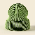 Neon green and black striped ribbed knit beanie for winter outdoor sports and warmth - Black and Fluorescent Yellow