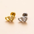 Piercing cartilage double cœur doré et argenté avec zircons brillants pavés élégants - 10# Double Cœur (Couleur Argent)